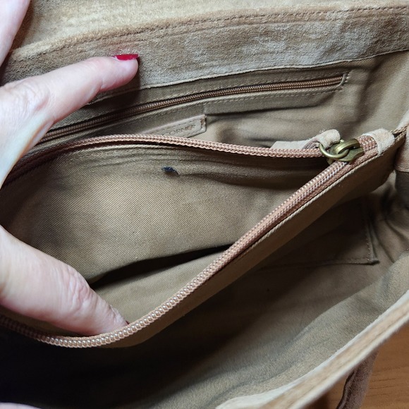 Casual Corner suede leather Purse Bag Soft‎ Camel Color Shoulder Classic - Picture 12 of 15